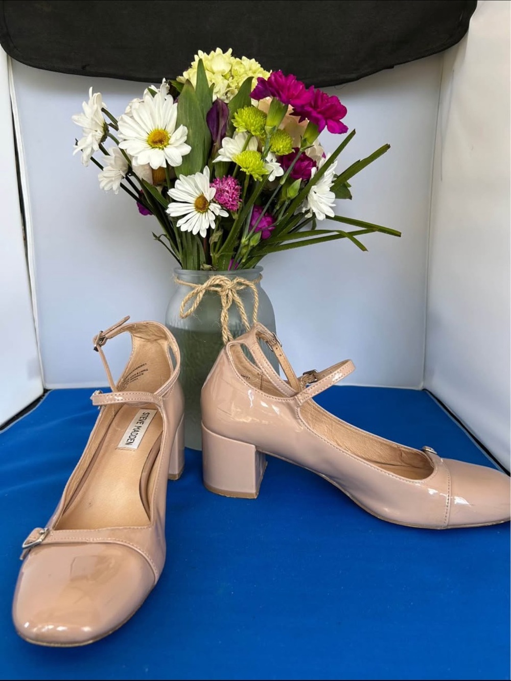 Steve Madden Nude Patent Mary Jane Block Heel Pumps - Picture 1 of 5